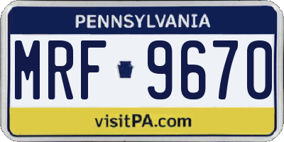 PA license plate MRF9670