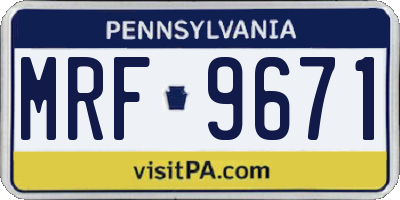 PA license plate MRF9671