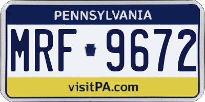 PA license plate MRF9672