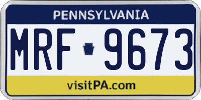 PA license plate MRF9673