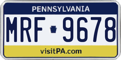 PA license plate MRF9678