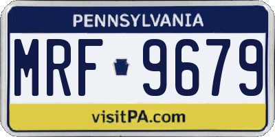 PA license plate MRF9679
