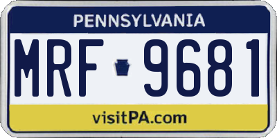 PA license plate MRF9681