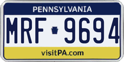 PA license plate MRF9694