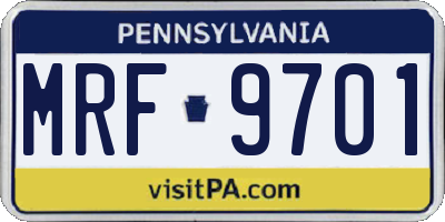 PA license plate MRF9701