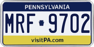 PA license plate MRF9702