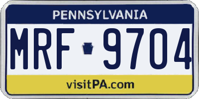 PA license plate MRF9704