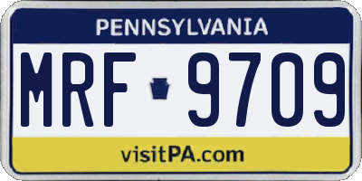 PA license plate MRF9709