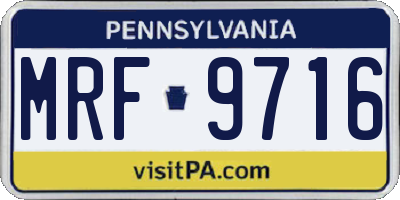PA license plate MRF9716