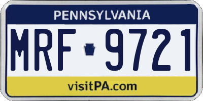 PA license plate MRF9721