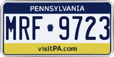 PA license plate MRF9723