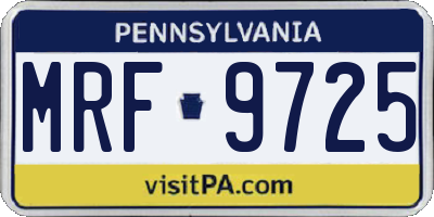 PA license plate MRF9725