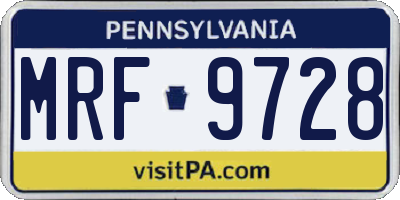 PA license plate MRF9728