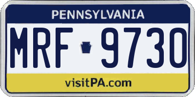 PA license plate MRF9730