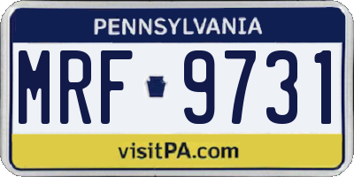 PA license plate MRF9731