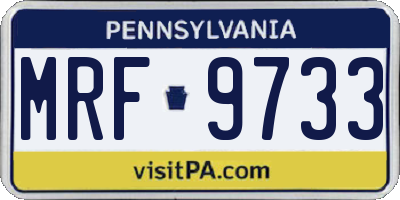PA license plate MRF9733