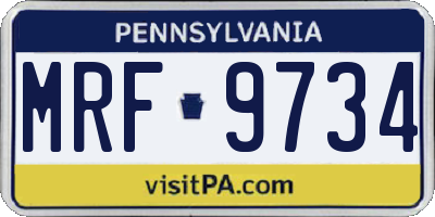 PA license plate MRF9734