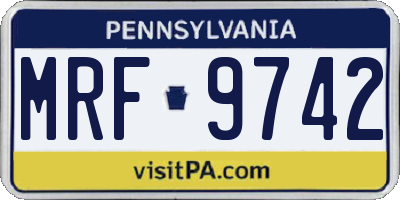 PA license plate MRF9742