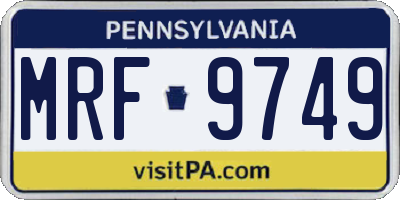 PA license plate MRF9749