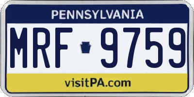 PA license plate MRF9759