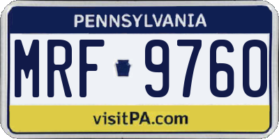 PA license plate MRF9760