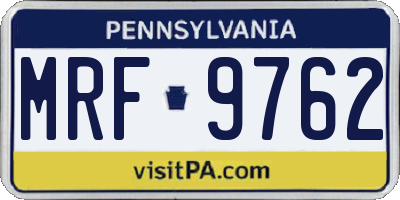PA license plate MRF9762