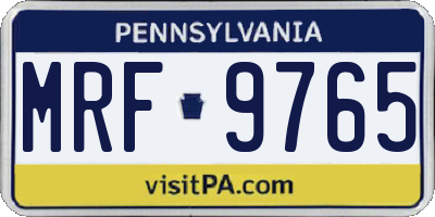 PA license plate MRF9765