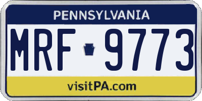 PA license plate MRF9773