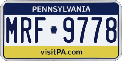 PA license plate MRF9778
