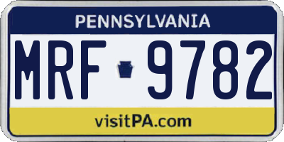 PA license plate MRF9782
