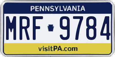 PA license plate MRF9784