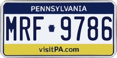 PA license plate MRF9786