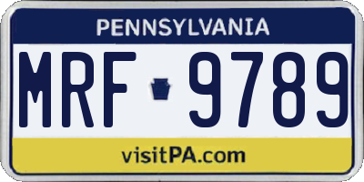 PA license plate MRF9789