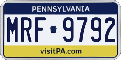 PA license plate MRF9792