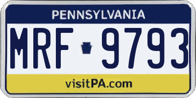 PA license plate MRF9793