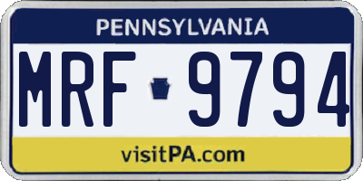 PA license plate MRF9794