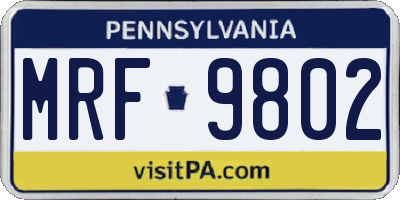 PA license plate MRF9802