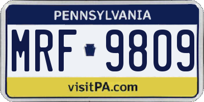 PA license plate MRF9809