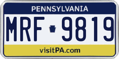 PA license plate MRF9819