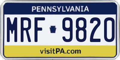 PA license plate MRF9820