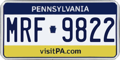 PA license plate MRF9822