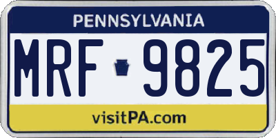PA license plate MRF9825