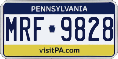PA license plate MRF9828