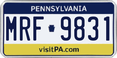PA license plate MRF9831