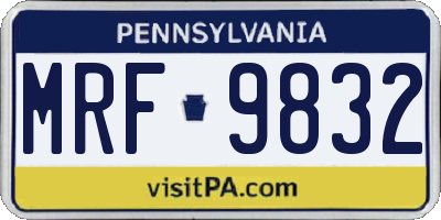 PA license plate MRF9832