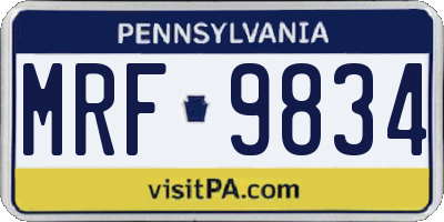 PA license plate MRF9834