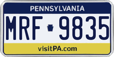 PA license plate MRF9835