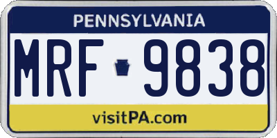 PA license plate MRF9838