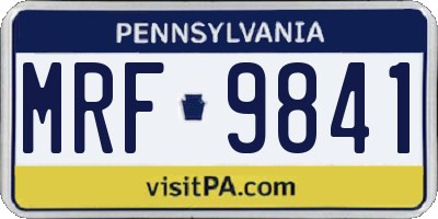 PA license plate MRF9841