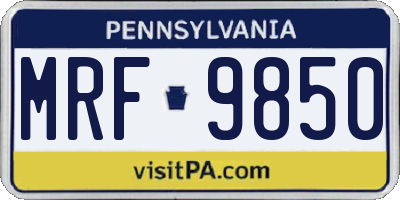 PA license plate MRF9850